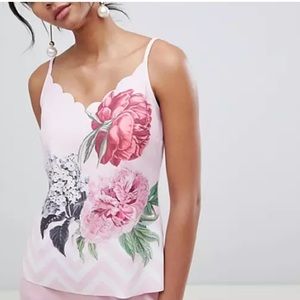 Ted Baker Pink Floral Scalloped Cami Tank XS